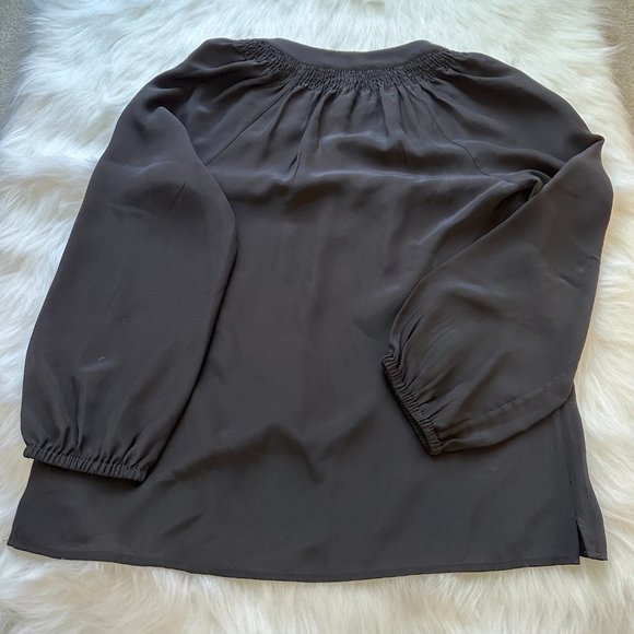 Lilly Pulitzer Silk Elsa Tunic Top Black Split Neck Boho Peasant SMALL #65774 - Picture 8 of 10